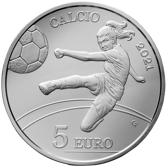 5 euro argento proof calcio 2021