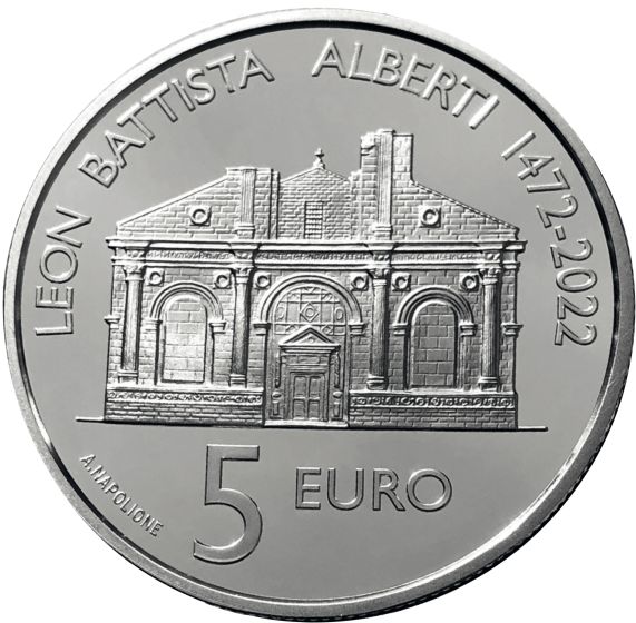 5 euro argento proof Leon Battista Alberti rovescio