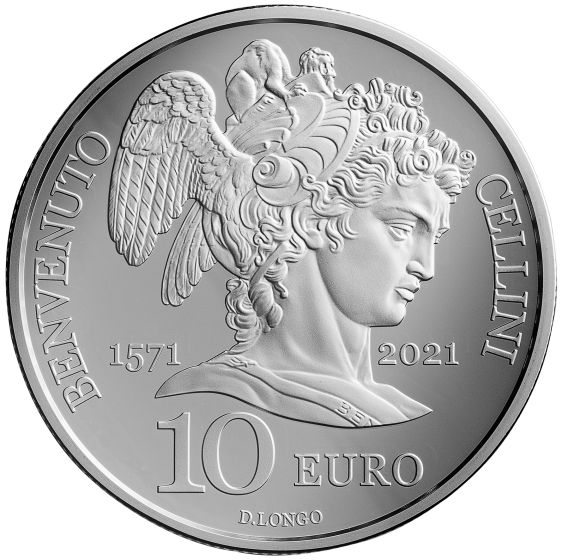 10 euro argento proof Benvenuto Cellini rovescio