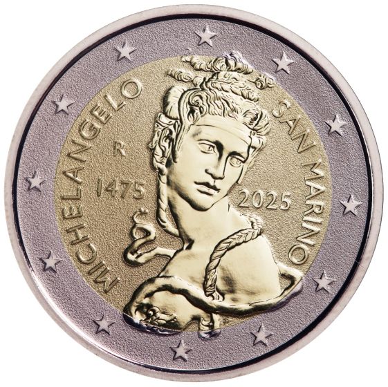 2 Euro reverse proof "550° anniversario della nascita di Michelangelo"